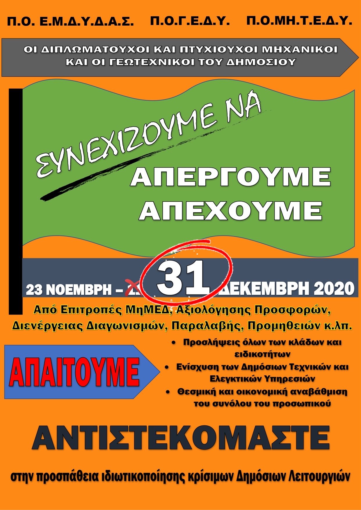 ΑΦΙΣΑ ΓΙΑ ΣΥΝΕΧΙΣΗ ΑΠΕΡΓΙΑΣ